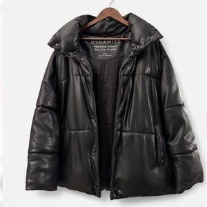 Dynamite Faux Leather City Puffer Black S